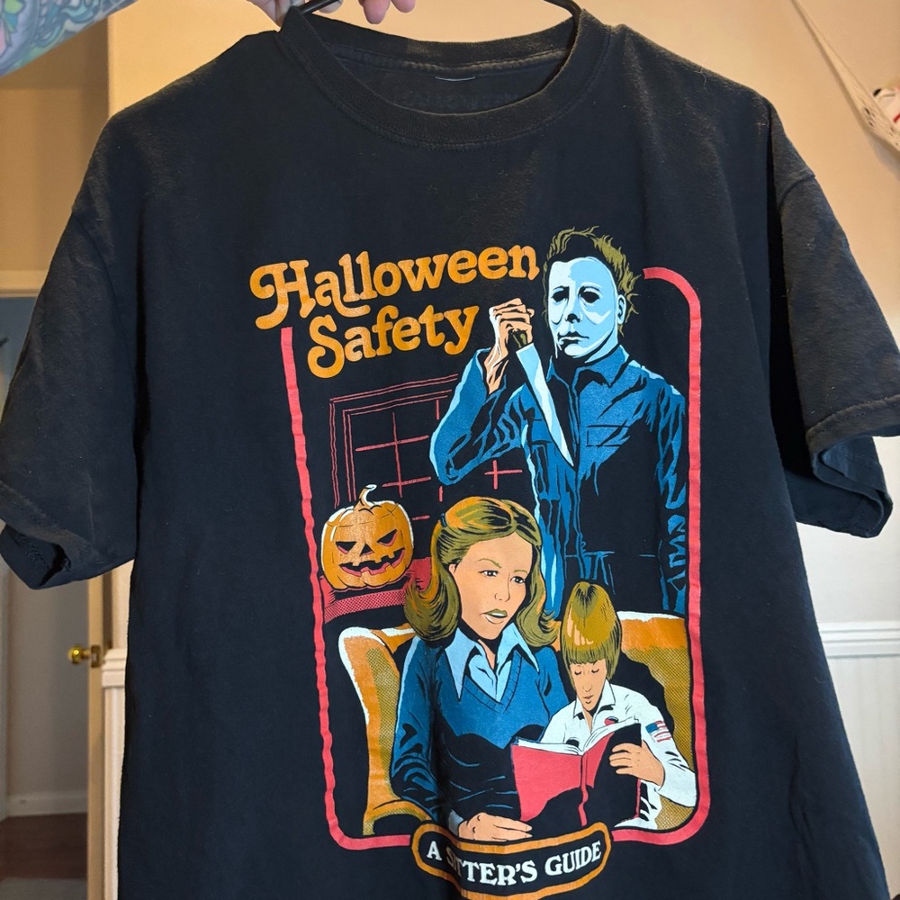 Large Halloween Safety Kids Costume Tee - Black